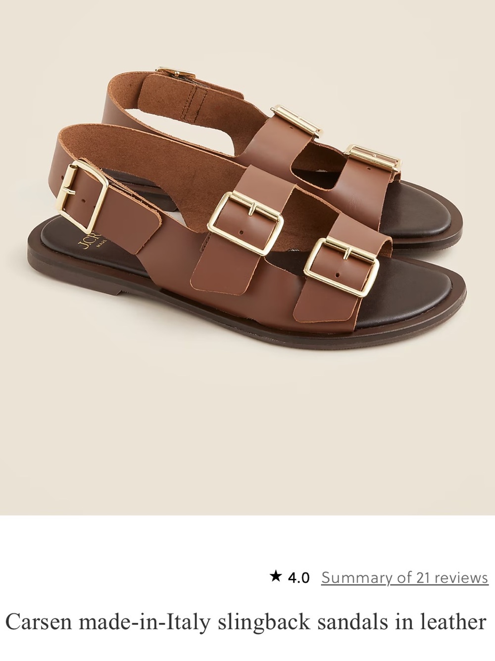 J.Crew Saddle Brown Double-Buckle Leather Sandals NWT - Picture 6 of 7